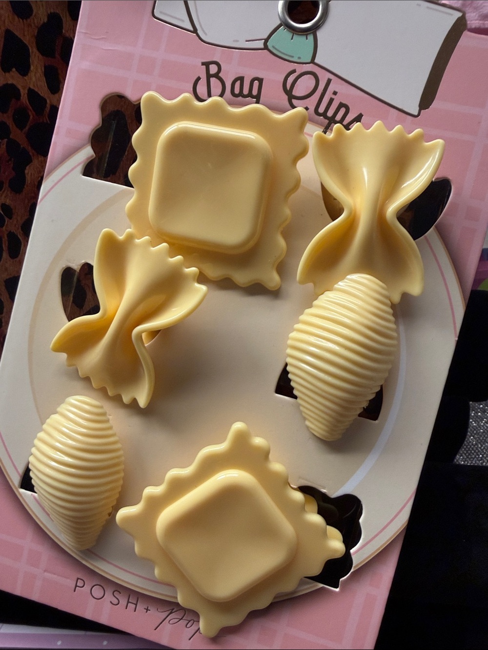 Posh Pasta-Shaped Bag Clips in Cream - Set of 6